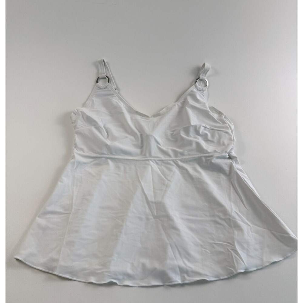 Bikini Bay Beach Underwire Silver O Accents Plus Tankini Top White Size 1X NWT